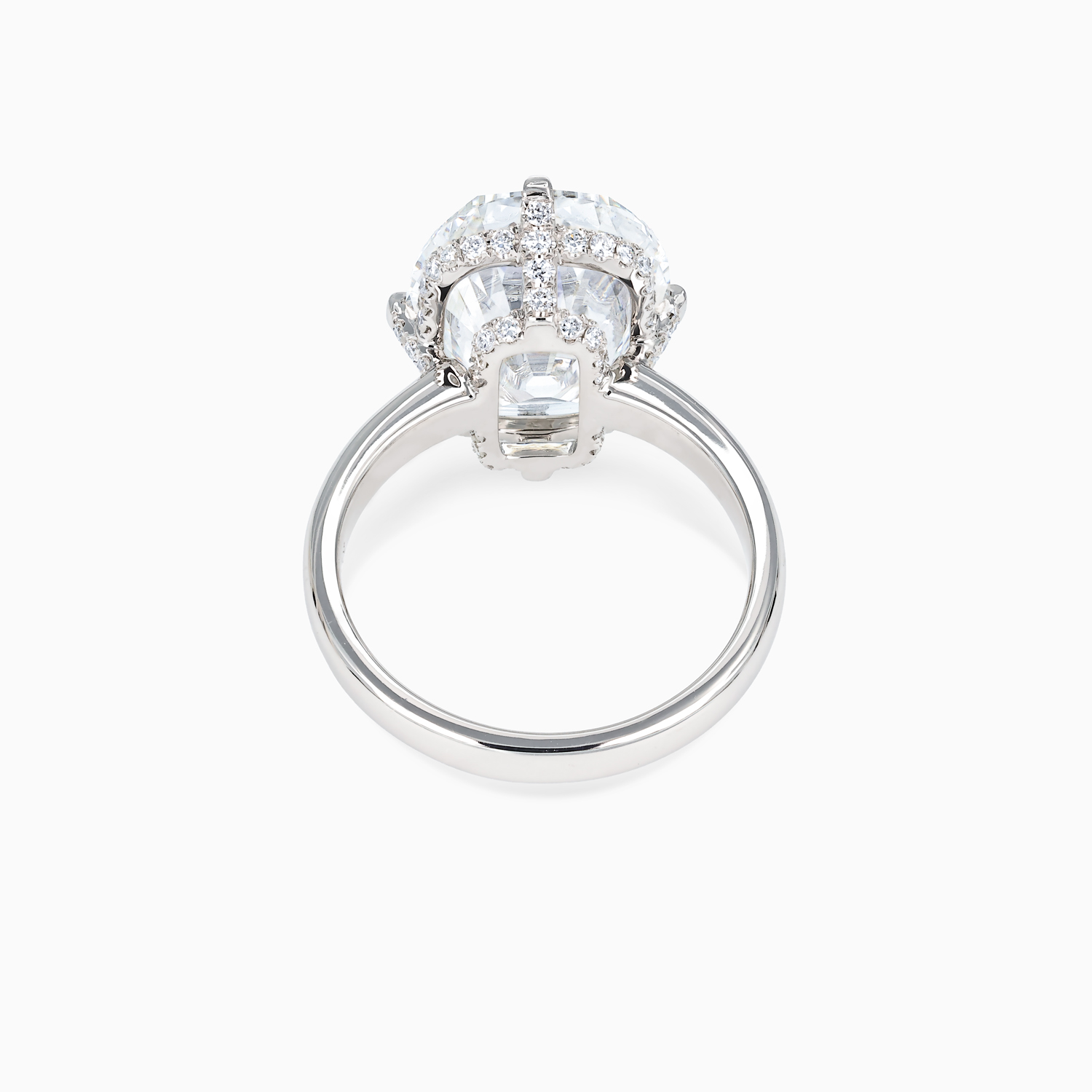 7-Carat Lab-Grown Cushion Brilliant Diamond Hidden Halo Engagement Ring